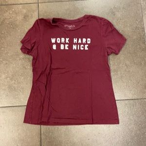 Burgundy and white T-shirt
